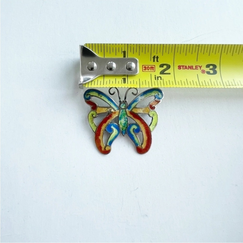 Butterfly Brooch Pin Lapel Colorful Papillon Sterling Silver Mexico (078) - Picture 4 of 6